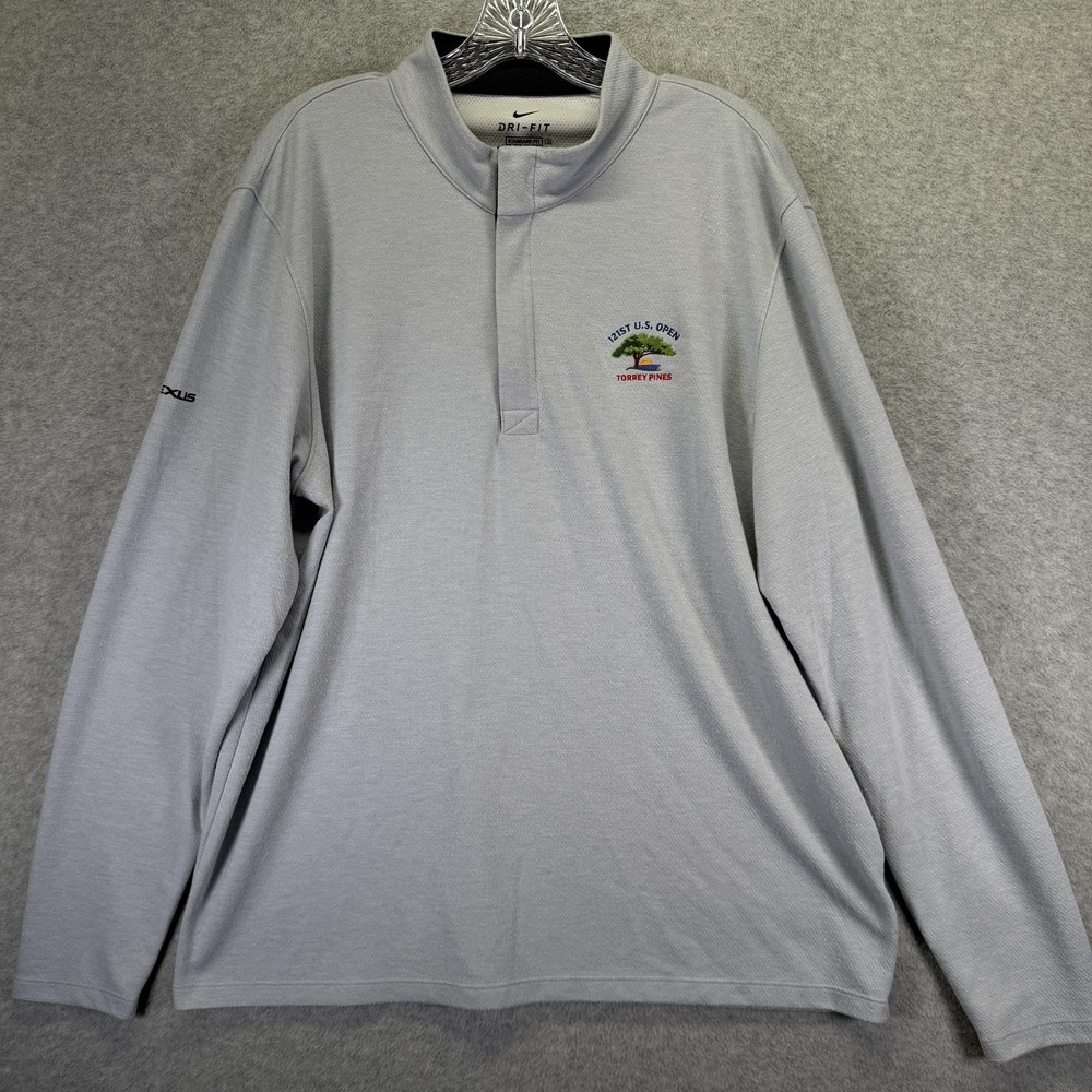 121st U.S. Open Torrey Pines Sweater Mens XL Gray Golf Nike Dri-FIT 1/4 Zip